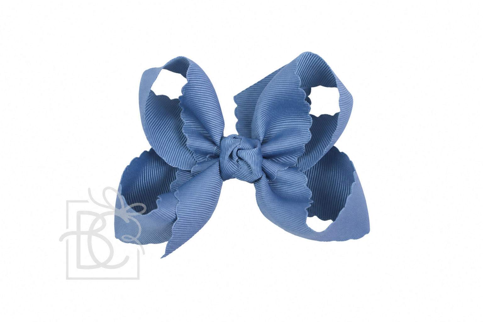 Large Smokey Blue Scalloped Edge Bow by Beyond Creations