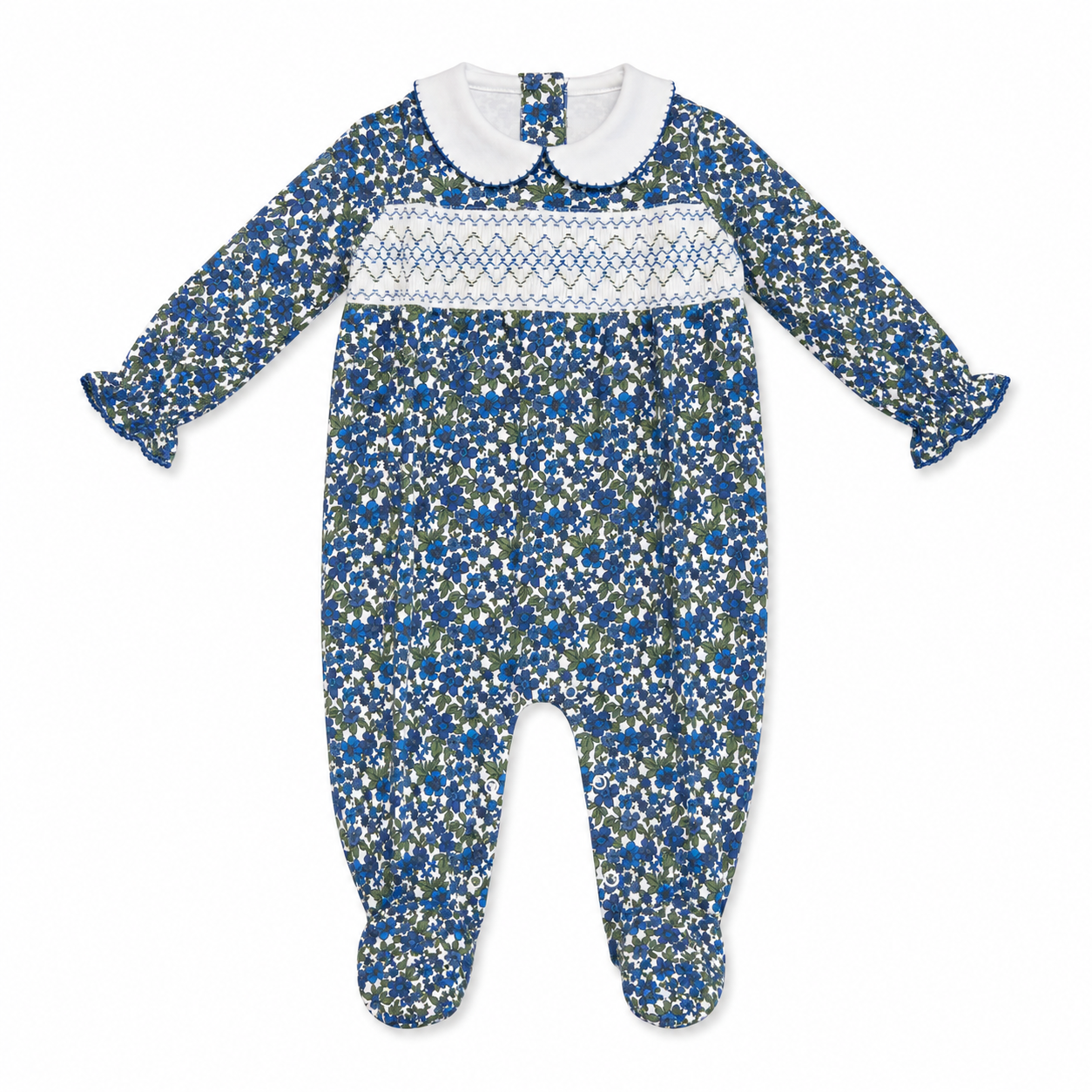 Jillian Smocked Footie | Moonlit Floral by Bushel & a Peck