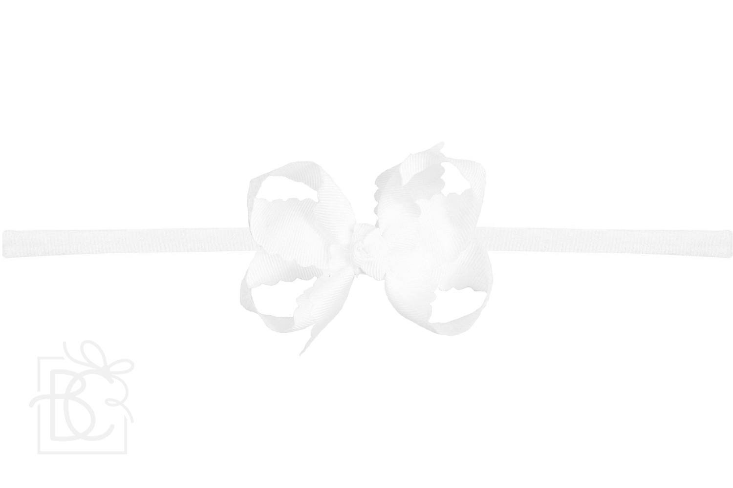 White Signature Grosgrain Thin Pantyhose Headband - 3.5" Medium Bow by Beyond Creations